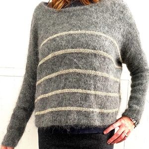 Des Petits Hauts Mohair striped gray, yellow (Women L), loose fit Sweater.